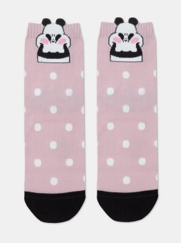 Bunte Damen Socken mit süßem Panda-Motiv, Puderrosa